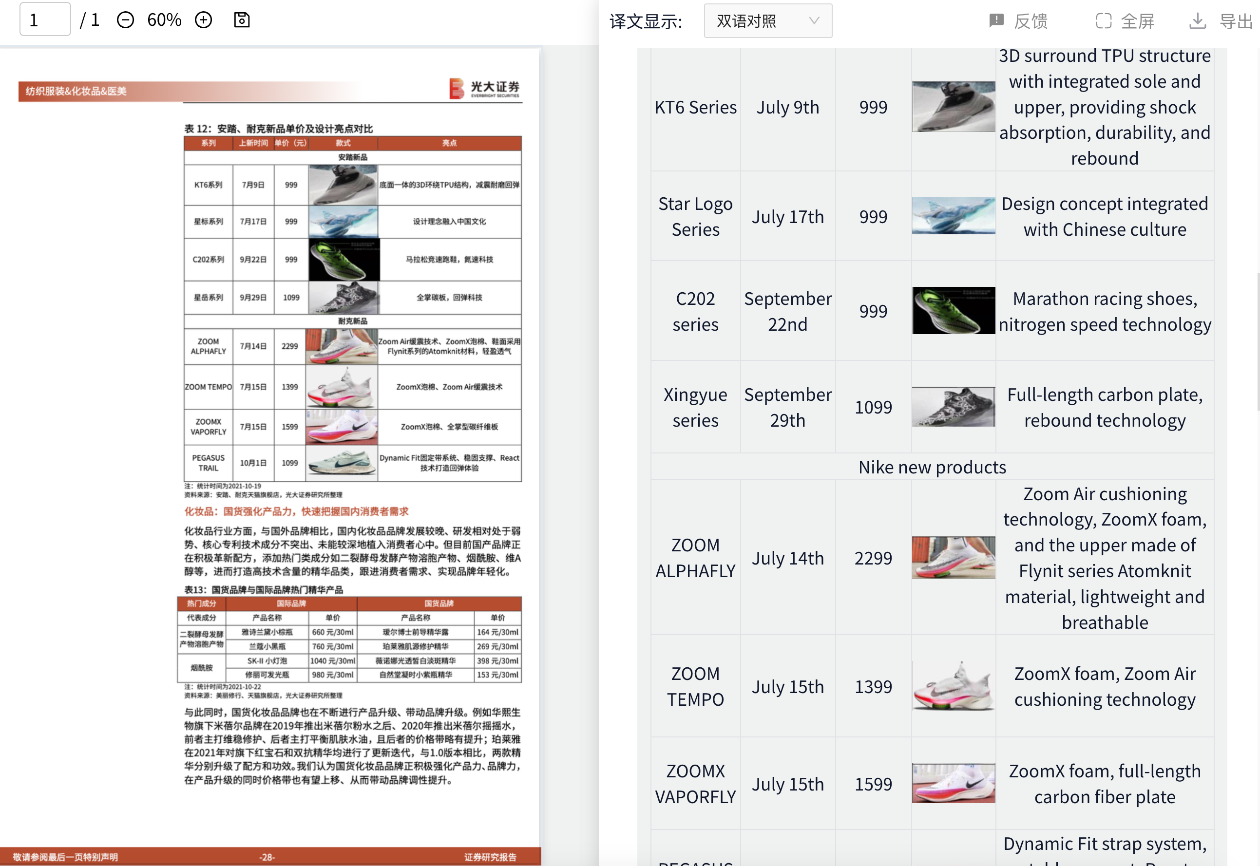 财报研报PDF翻译效果演示