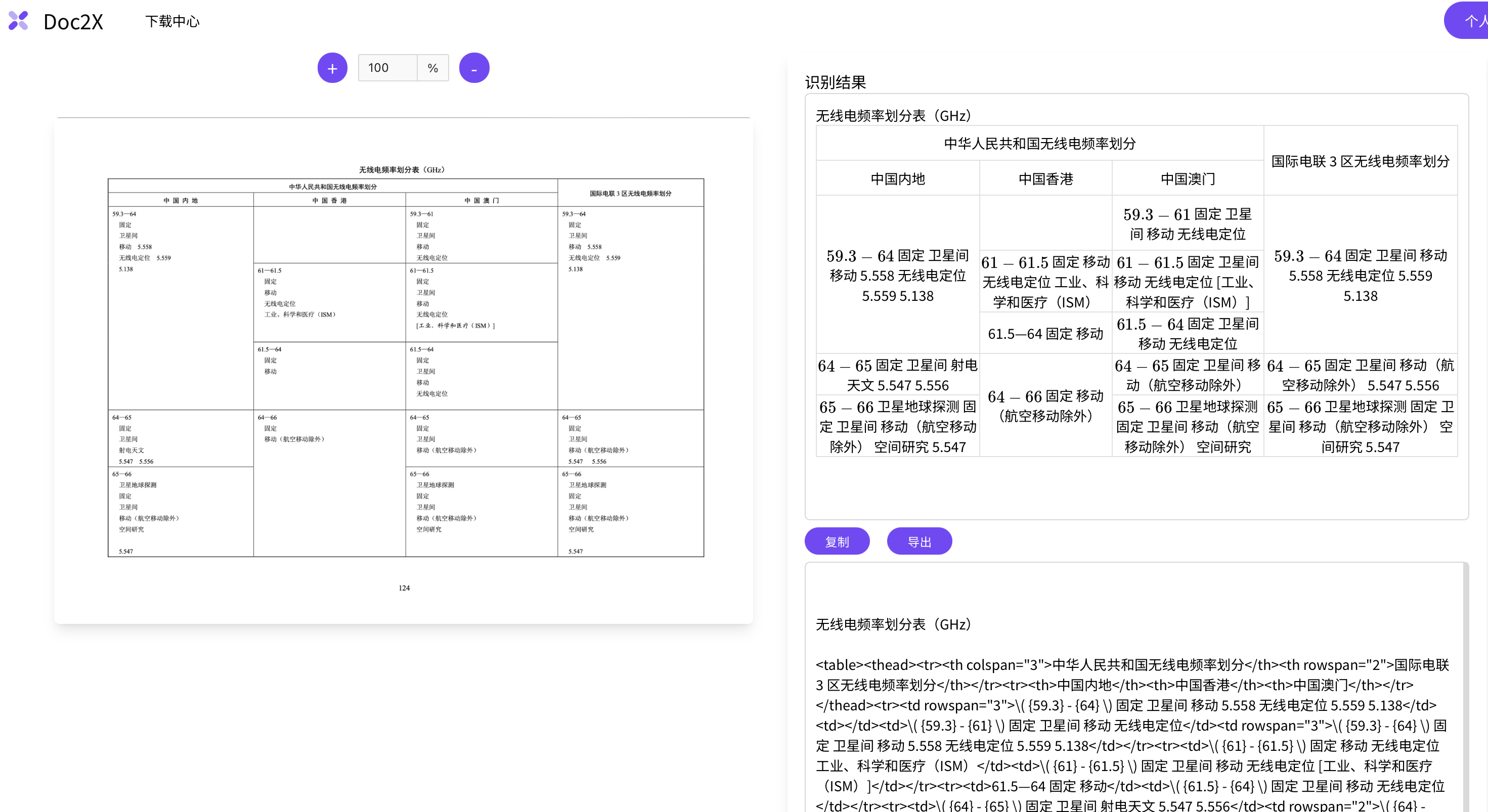 合并单元格表格识别效果